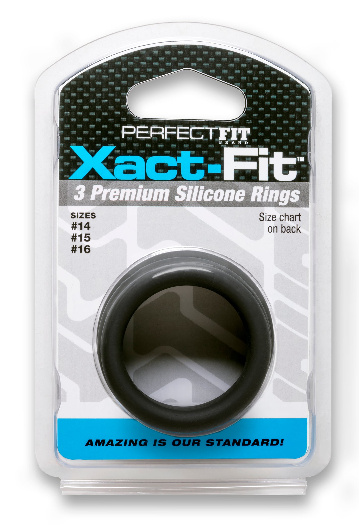 Xact-Fit Silicone Rings- #14, #15, #16 Black